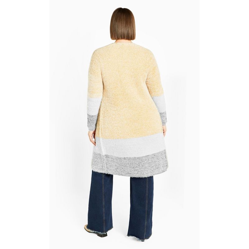 Women's Plus Size Elise Color Block Knitted Cardigan - gold | AVENUE, 3 of 7