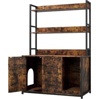 Acekool 52" Cat Litter Cabinet - Hidden Box with Shelves & Scratching Pad