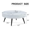 FURNIinspire Coffee Tables Marble-Patterned MDF Round Coffee Table With Black Metal Legs, Adjustable Feet, Round Table Design, White, 32"*32"*14" - 3 of 4