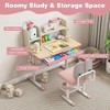 Tangkula Pink Kids Desk & Chair Set Height Adjustable Children School Study Table & Chair - 2 of 4