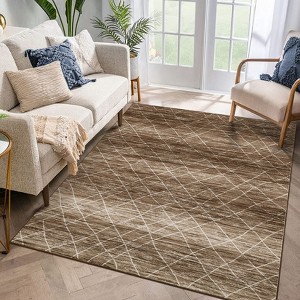 Modern Abstract Striped Area Rugs for Living Room Bedroom Machine Washable Low Pile Non Slip Foldable Carpet Indoor Soft Room Decor - 1 of 4