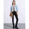 INSPIRE CHIC Women's Collarless Pockets 3/4 Sleeve Denim Jackets - 4 of 4