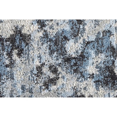 Ainsley Gray and Blue Abstract Cotton Area Rug