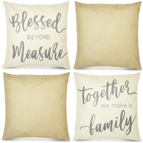 Farmlyn Creek Set Of 4 Farmhouse Decorative Throw Pillow Covers Cushion  Case Protector, Standard Size 18 X 18 Square, Ivory : Target