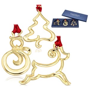 Gloria Duchin Modern Minimalist Christmas Themed Gold Metal Swirl Tree Ornaments Set of 3 - 1 of 4