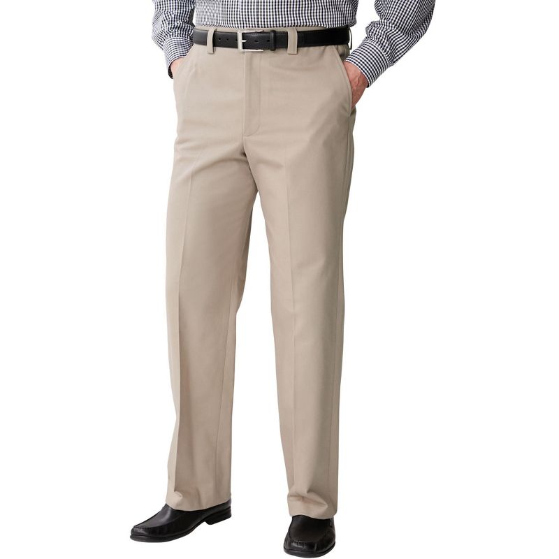 KingSize Men's Big & Tall Relaxed Fit Wrinkle-Free Full Elastic Plain Front Pants, 1 of 2