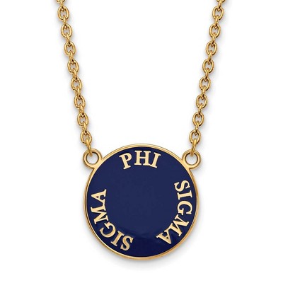 Black Bow Jewelry 14k Yellow Gold Plated Sterling Silver Phi Sigma Sigma Greek Life Necklace 18 Inch