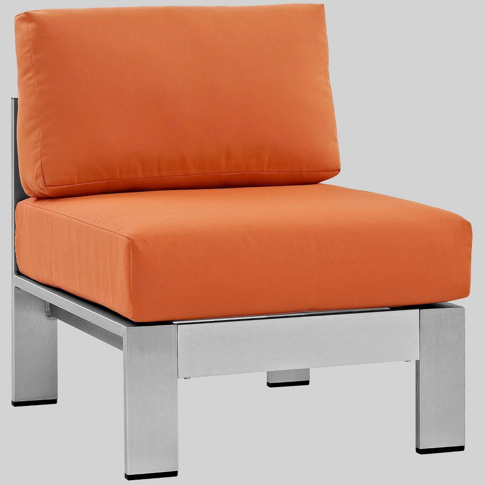Shore Armless Outdoor Patio Aluminum Chair Orange Modway