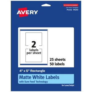 Avery Matte White Rectangle Labels, 4" x 5" - 1 of 4