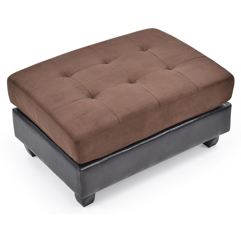 Passion Furniture Pounder Chocolate Faux Leather Upholstered Ottoman, 3 of 6