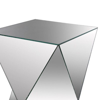 Elegant Mirrored Glass Pedestal Table with Tapered Design