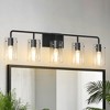 DORESshop 34 in. 5-Light Black Metal Vanity Light with Clear Glass Shade Bathroom Fixture for Modern Farmhouse Style Spaces - 3 of 4