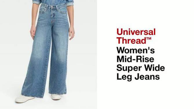 Women's Mid-Rise Super Wide Leg Jeans - Universal Thread™, 2 of 9, play video