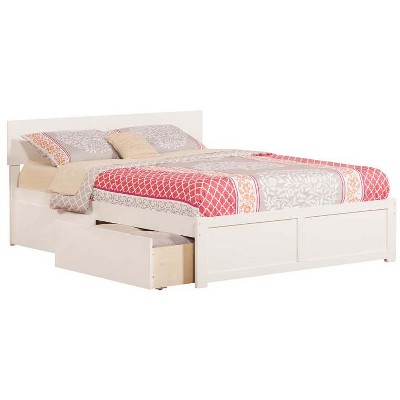 Atlantic Furniture Orlando Queen Flat Panel Foot Board w/ 2 Urban Bed Drawers White