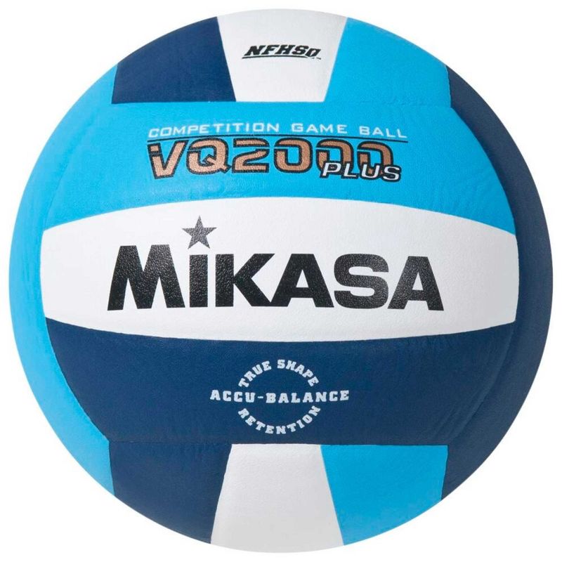 Mikasa VQ2000 Plus NFHS Volleyball, Size 5, Columbia Blue/Navy/White, 1 of 2