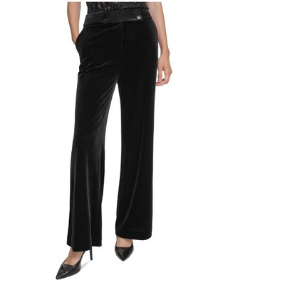 Calvin Klein Womens Whitney Velvet High Rise Wide Leg Trousers Relaxed Casual Pants