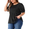 Agnes Orinda Women's Plus Size Puff Short Sleeve Crew Neck Pleated Tunic Blouses - 2 of 4