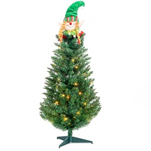 3ft 129 Branches with Santa Claus Decoration PVC Branch Iron Bracket Christmas Tree Green - 1 of 4