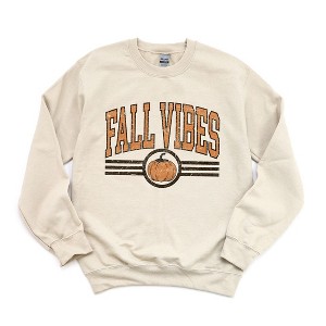 Simply Sage Market Women's Graphic Sweatshirt Fall Vibes Varsity Pumpkin - 1 of 4