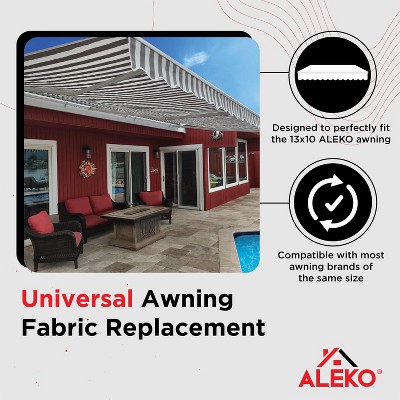 Gray and White Striped Polyester Retractable Awning Fabric Replacement