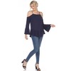 Women's Cold Shoulder Ruffle Sleeve Top - White Mark - 4 of 4
