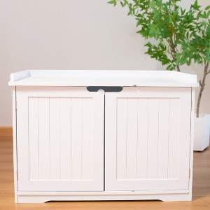 Gulches 30" Hidden Litter Box Enclosure - Stylish Cat Furniture & Side Table in White - 1 of 4