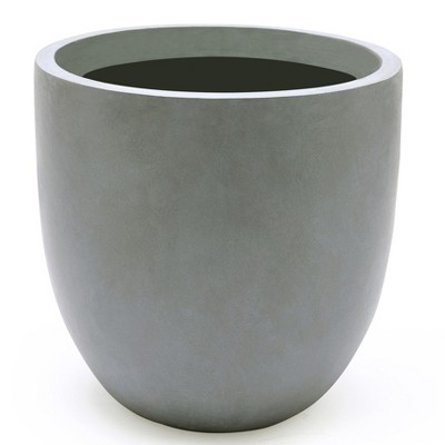 LuxenHome Round Tapered 9.2" H House Planter, Indoor/Outdoor Gray