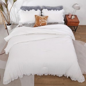 BAGOKIE 3 Piece Ruffle Comforter Set for All Season - 1 of 4
