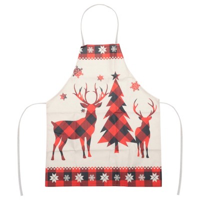 Unique Bargains Christmas Aprons Linen Black Red Green White Brown 21.65"x26.77" 1 Pcs
