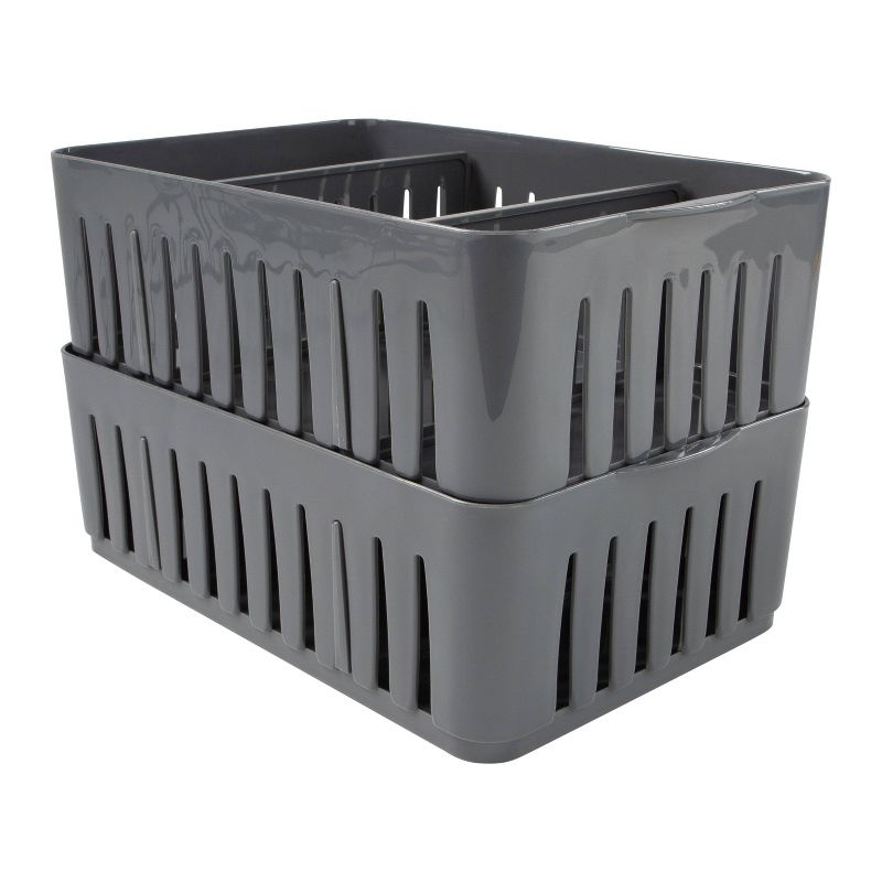 Simplify Stackable Organizer Bin with Adjustable Dividers Gray, 3 of 8