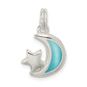 Black Bow Jewelry Sterling Silver and Enameled Light Blue Moon and Star Charm - 1 of 4