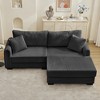 Whisen 2-Seater L-Shaped Corduroy Chaise Sofa with Reversible Cushion, Storage Pocket and USB-C Charging Port, Left/Right Convertible - 2 of 4