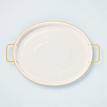 Enamel-Coated Metal Oval Serve Tray Cream/Gold - Hearth & Hand™ with Magnolia