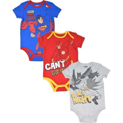 DC Comics Justice League Baby 3 Pack Bodysuits Newborn to Infant