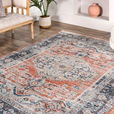 Reversible Orange Medallion 4' x 6' Synthetic Area Rug