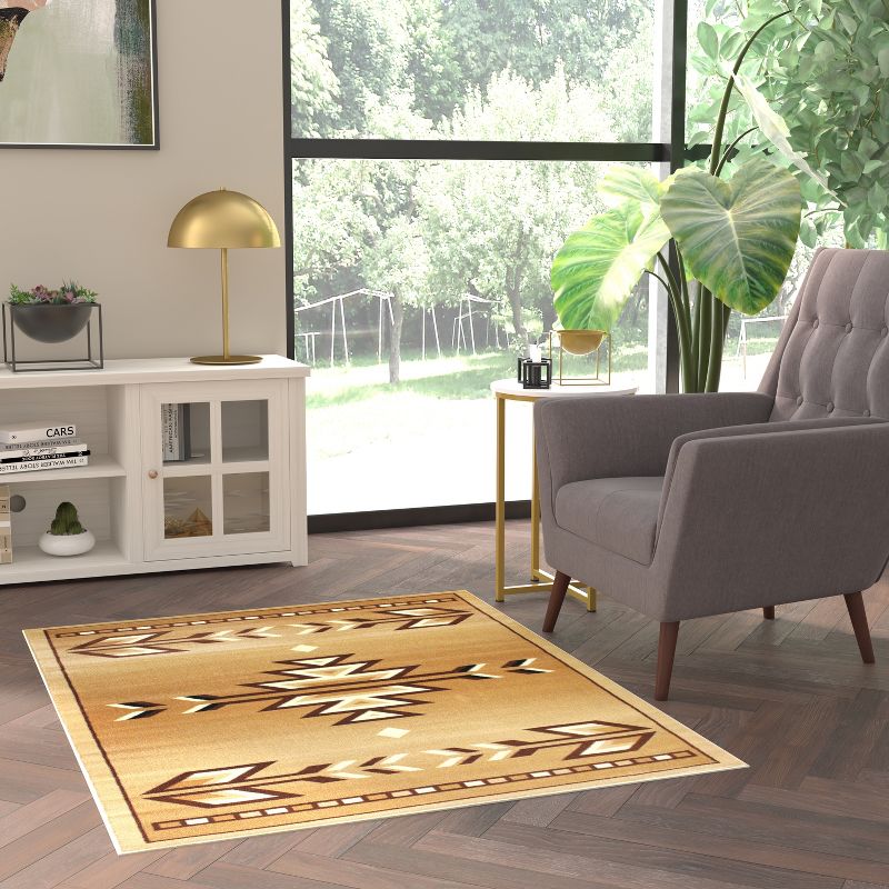 Emma and Oliver Olefin Accent Rug with Southwestern Geometric Arrow Design and Natural Jute Backing, 3 of 6