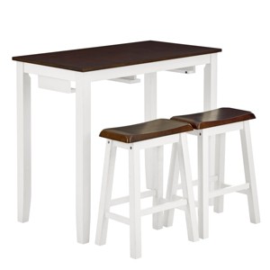 TopComfy Patio Seating Sets Bar Table and Chairs Set 3 Piece Dining Table Set Industrial Breakfast Table Set for Dining Room, White, 43.9"*25.2"*8.5" - 1 of 4