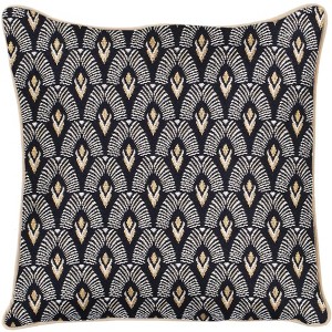Signare USA Luxor Art Deco Black and White Pillowcase/Cushion Cover 18 x 18 Inch - 1 of 1