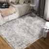 Area Rug Washable Rug Vintage Traditional Mat Distressed Indoor Foldable Accent Rug Floral Non Slip Low Pile Carpet - 3 of 4