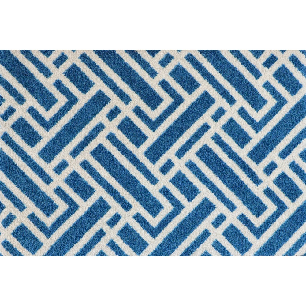Photos - Doormat Bungalow Flooring 2'x3' ColorStar Deco Grid  Sapphire Blue  