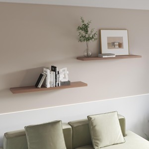 SEVOBAL Decorative Wall Shelf Floating Shelf Set of 2 Minimalist Design for Modern Home Decor, Brown, 47.3"*9.8"*1.5" - 1 of 4