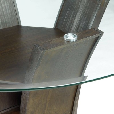 Transitional Simms 54" Round Walnut & Glass Dining Table