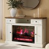 Heynemo TV Stand with 28" Fireplace for TVs up to 55", Media Console Table with Adjustable Shelves, Double-door Design, Entertainment Center, White - 2 of 4