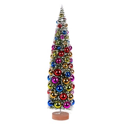 Vickerman 24" Vintage Tabletop Frosted Green Artificial Christmas Tree, Multi-colored Ornament