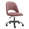 HomeRoots Rose and Black Steel and Velvet Adjustable Swivel Rolling Conference Office Chair - 4 of 4