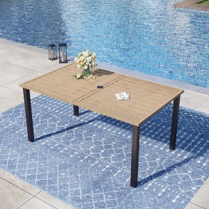 Captiva Designs 1pc Outdoor Patio Dining Steel Table with Umbrella Hole for 6 - 1 of 4