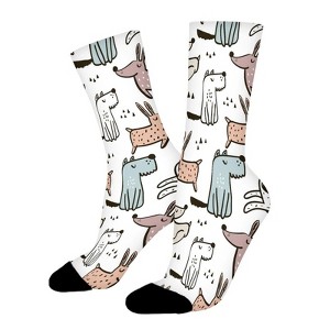 Cute Animals Dogs Puppy Women Printed Crew Socks Funny Funky Socks Soft Polyester Novelty Gifts for Artists Men - 1 of 1