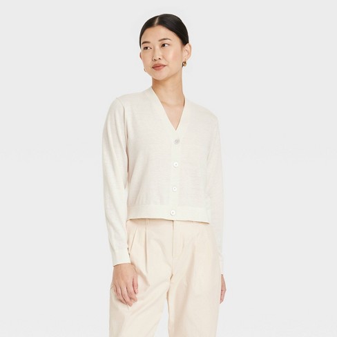 Women's Button-front Cardigan - A New Day™ Cream S : Target