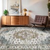 Washable Vintage Rug Non Slip Low Pile Rug Soft Throw Floor Cover Floral Foldable Indoor Carpet for Living Room Bedroom Playroom Nursery - 3 of 4