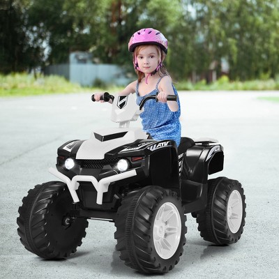 White and Black Kids Electric Ride-On ATV with LED Lights